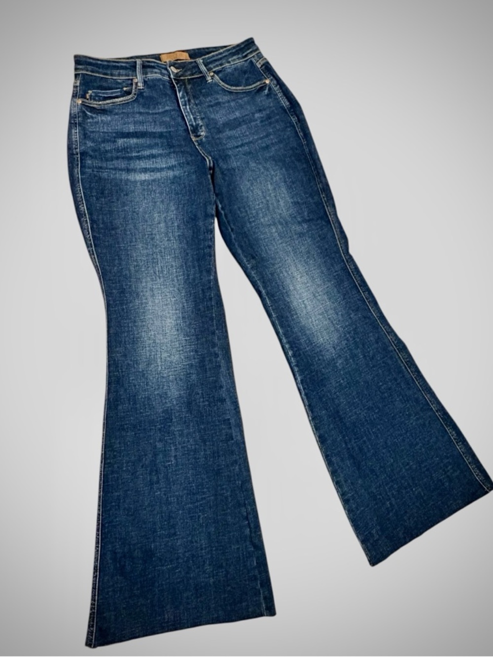 JUDY BLUE Los Angeles Flare Fit High Rise Dark Wash Stretch Jeans 14W Plus Retro - Picture 4 of 16